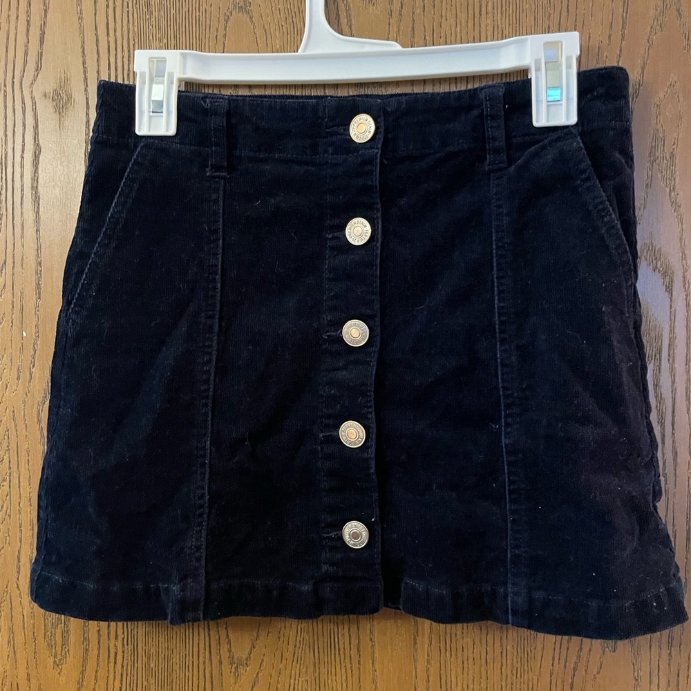 Forever 21 Navy Blue Button Up Corduroy Mini Skirt Size 27 (Small/Medium)